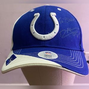 NFL Indianapolis Colts Men's One Size Fits All Cap Hat Blue Autographed Signed.
